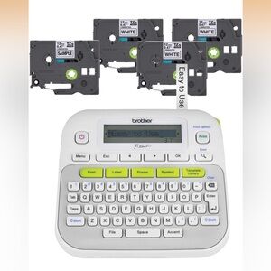 Brand New Brother Label Maker Bundle: White, P-Touch, PTD210 w/ 4 Label Tapes
